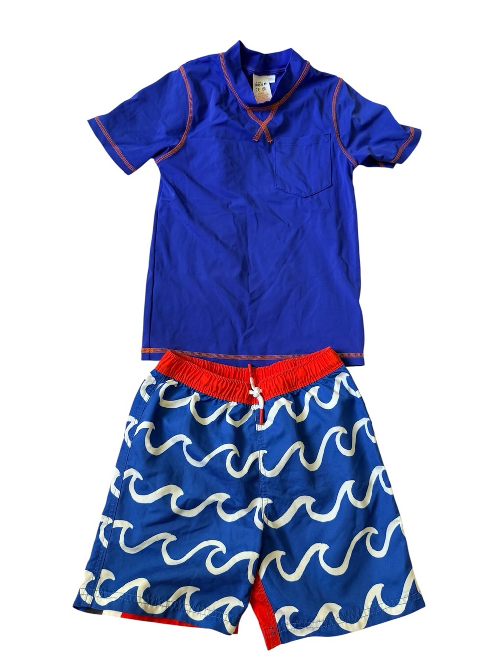 Mini Boden swim trunk & rashguard set 7-8